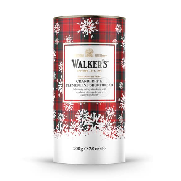 Walkers Christmas Cranberry & Clementine Shortbread Tube 7oz # 1085 CHRISTMAS