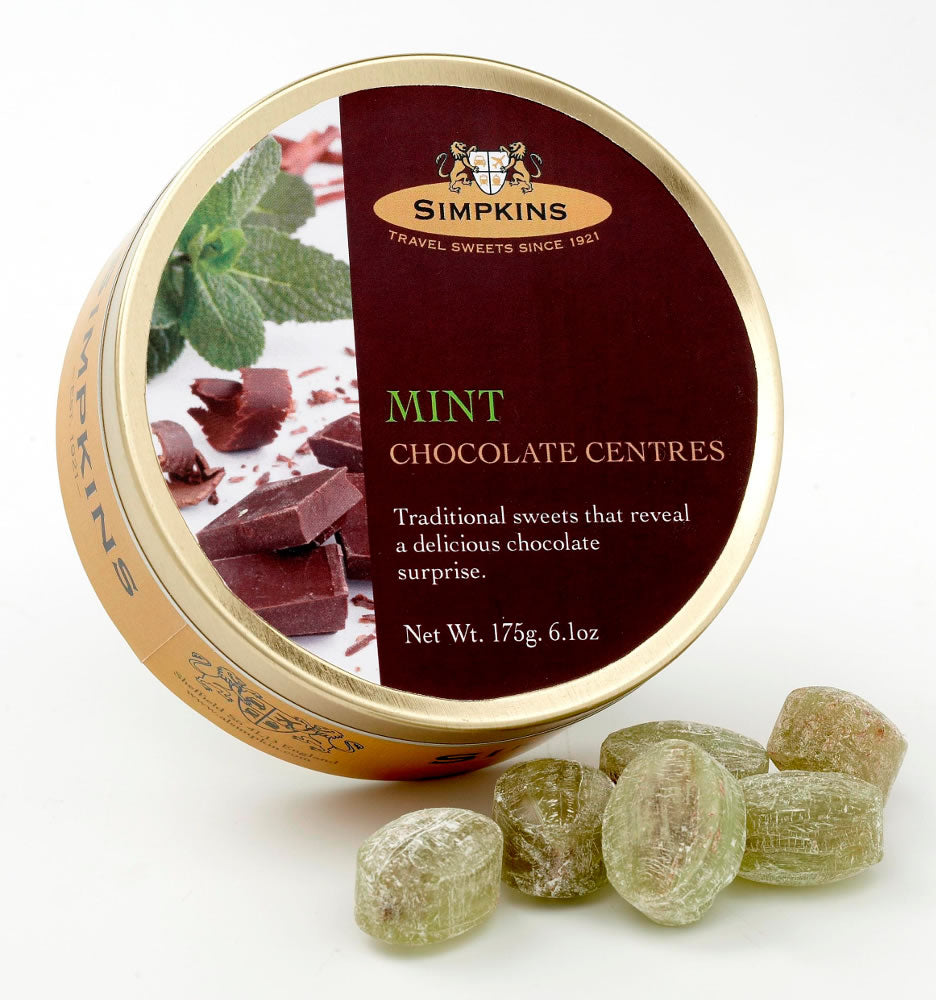 Simpkins Chocolate Centres Mint Travel Sweet Tin 175g