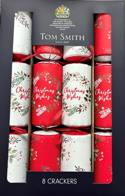 Tom Smith Christmas Crackers #1401 Red & White Wishes - Christmas