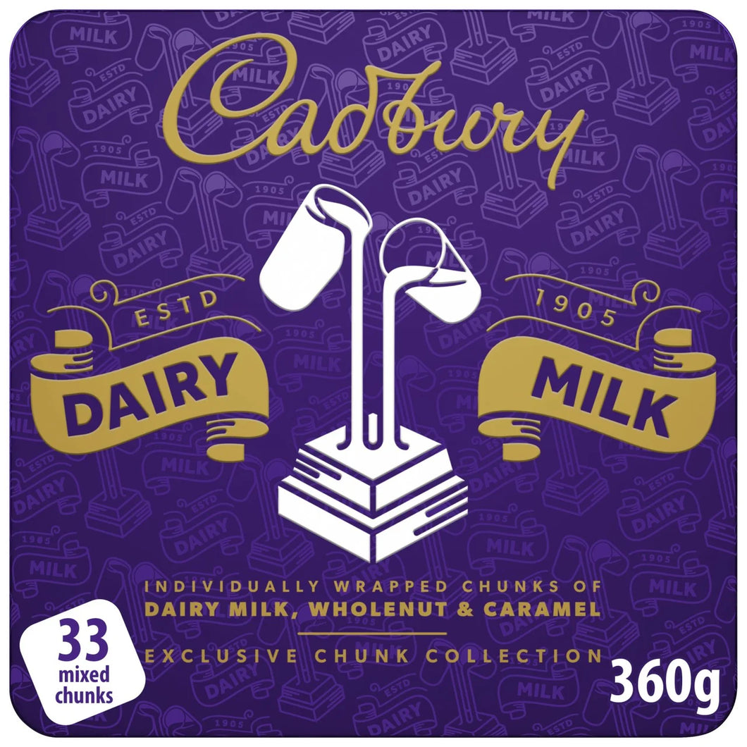 Cadbury Dairy Milk Mixed Chunk Tin 360g - FRAGILE CHRISTMAS