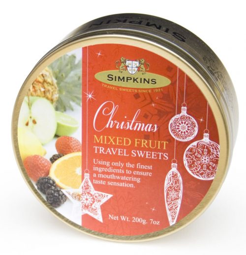 Simpkins Christmas Mixed Fruit travel Sweets tin 7oz