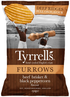 Tyrrells Beef Brisket & Black Peppercorn Furrows 150g Bag - Vegetarian