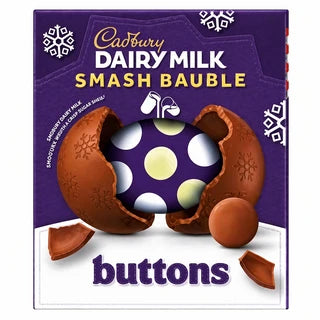 Cadbury Dairy Milk Button Smash Bauble 90g- NEW 2026 FRAGILE - CHRISTMAS
