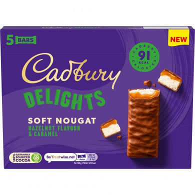 Cadbury Delight Soft Nougat Hazelnut & Caramel Bars 5 pack