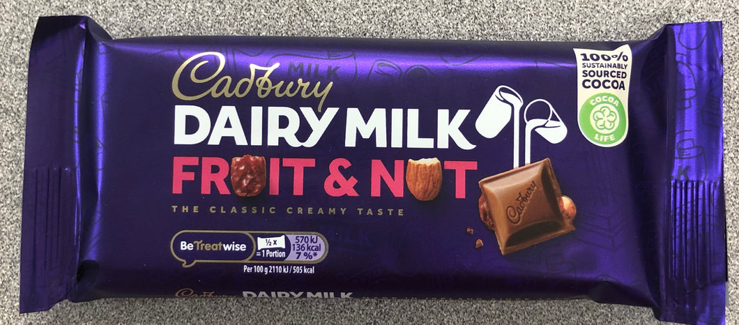 Cadbury Dairy Milk Fruit & Nut Bar 53g Ireland