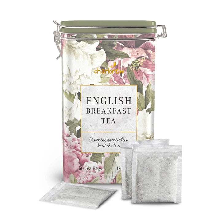Charbrew Tea Spring Floral English Breakfast Tea Tin - 60 Teabags