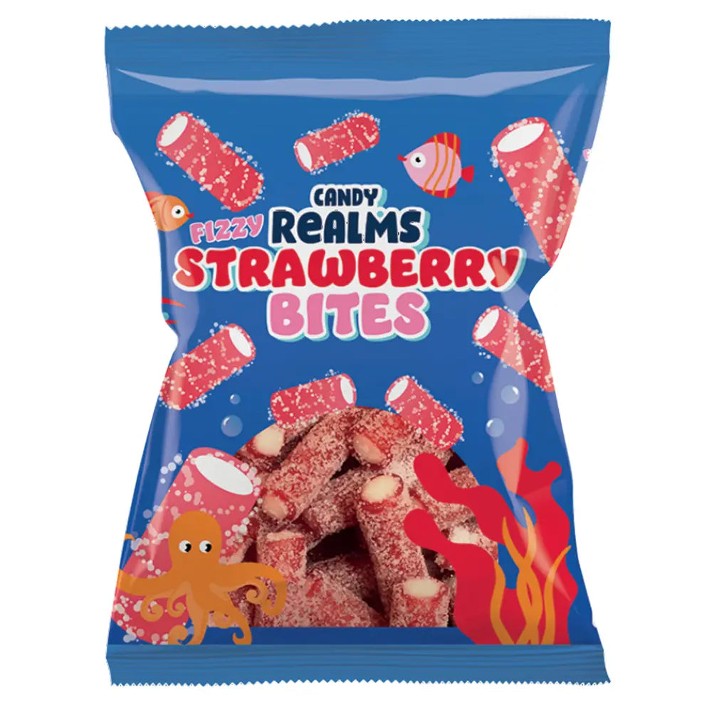 Candy Realms Fizzy Strawberries Bag BITES 170g