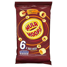 Hula Hoops Crisps  BBQ Beef Flavoured  6 pack x 24g - Vegetarian