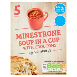 Sainsbury's Minestrone Soup in a Cup with Croutons x5 23g