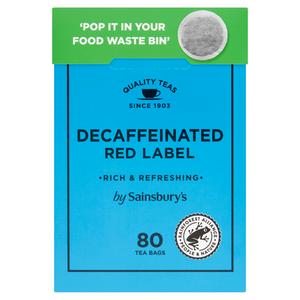 Sainsbury Fairly Traded Red Label Decaf 80 ct Teabags- blue box