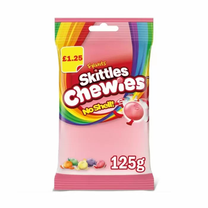 Skittles Chewies Vegan Sweets Fruit Flavoured Pouch Bag 125g