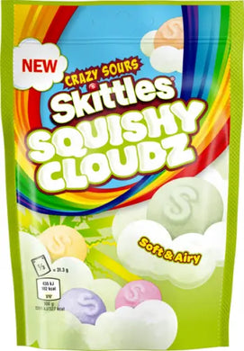 Skittles Squishy Cloudz SOUR Chewy Sweets Fruit Flavoured Sweets Pouch Bag 94g