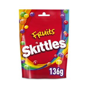 Skittles Vegan Chewy Sweets Fruit Flavoured Pouch Bag Large 136g