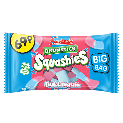 Swizzels Matlow Drumstick Squashies Bubblegum Flavour Bag SMALL 60g