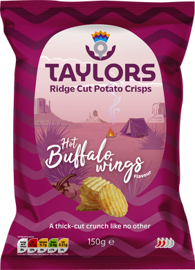 Taylors Hot Buffalo Wing Flavour Crisp 150g ( 5.3oz) bag