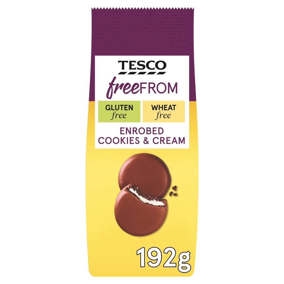 Tesco Free From Vanilla Cookies & Cream Biscuits 192G