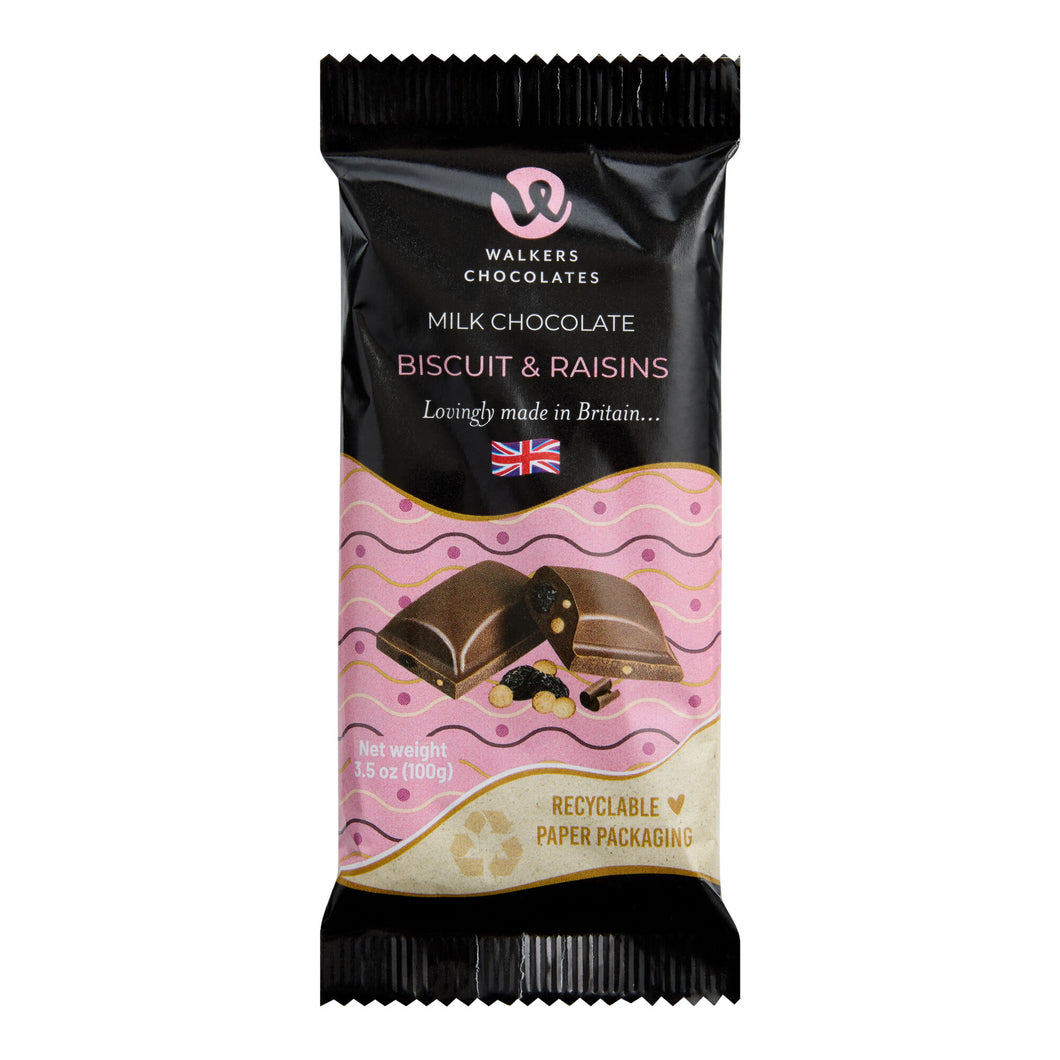 Walkers Chocolate Biscuit & Raisins Chocolate Bar 100g