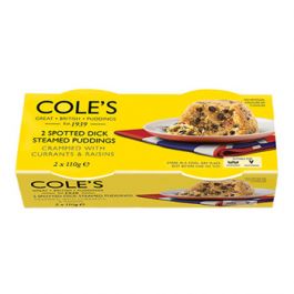 Coles Spotted Dick Steamed Pudding 2pk 250g- CHRISTMAS