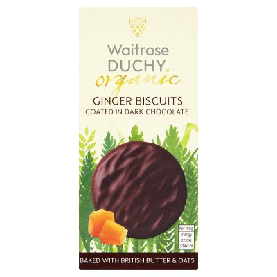 Waitrose Duchy Stem Ginger Biscuits in Dark Chocolate 100g