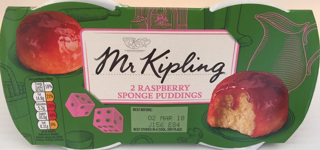Mr Kipling Raspberry Sponge Pudding - 2 pack