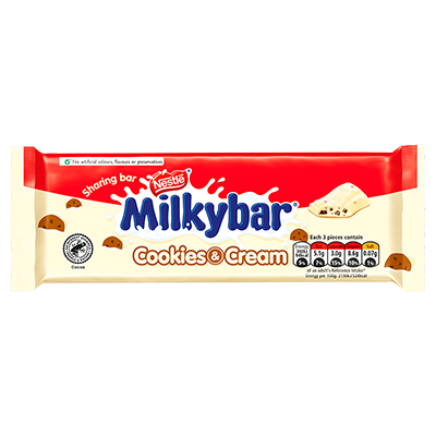 Milky Bar Cookies & Cream Chocolate Bar 90g Large