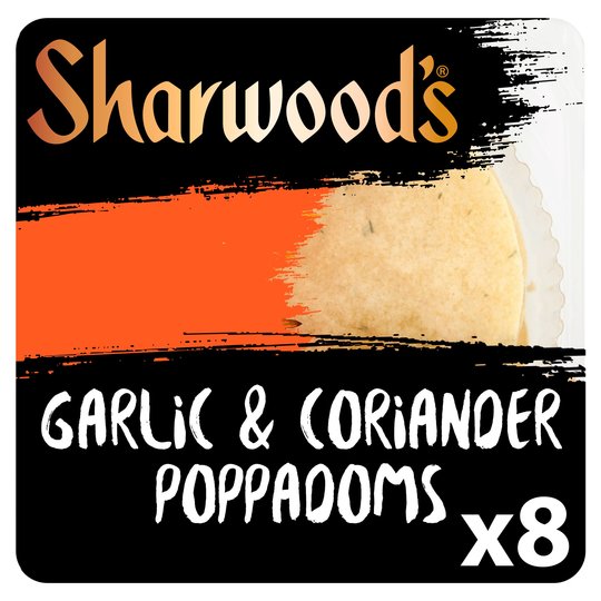 Sharwoods Garlic & Coriander Poppadoms 8 pack - FRAGILE