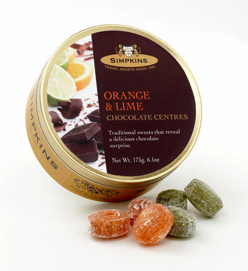 Simpkins Chocolate Centres Lime & Orange Travel Sweet Tin 175g