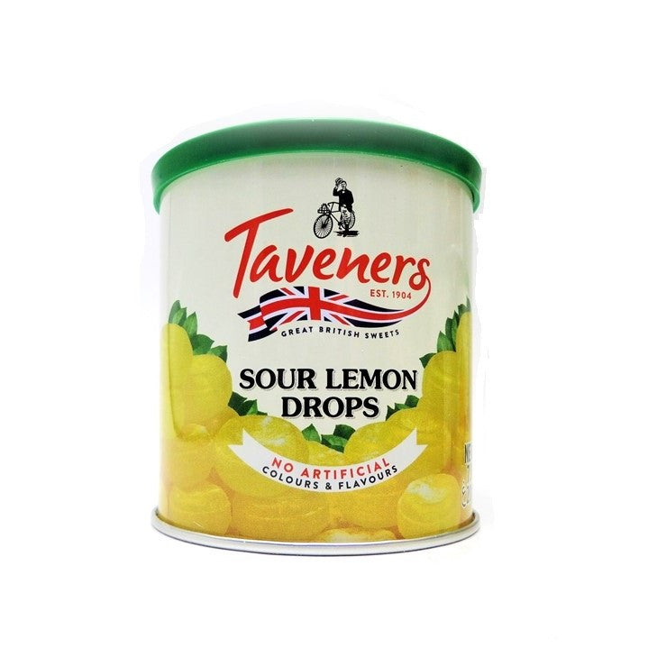 Taveners Sour Lemon Drops Tin 200g